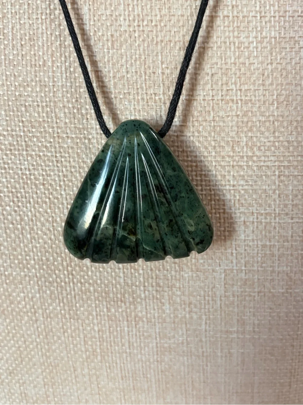 Nephrite Jade Fan Pendant Necklace